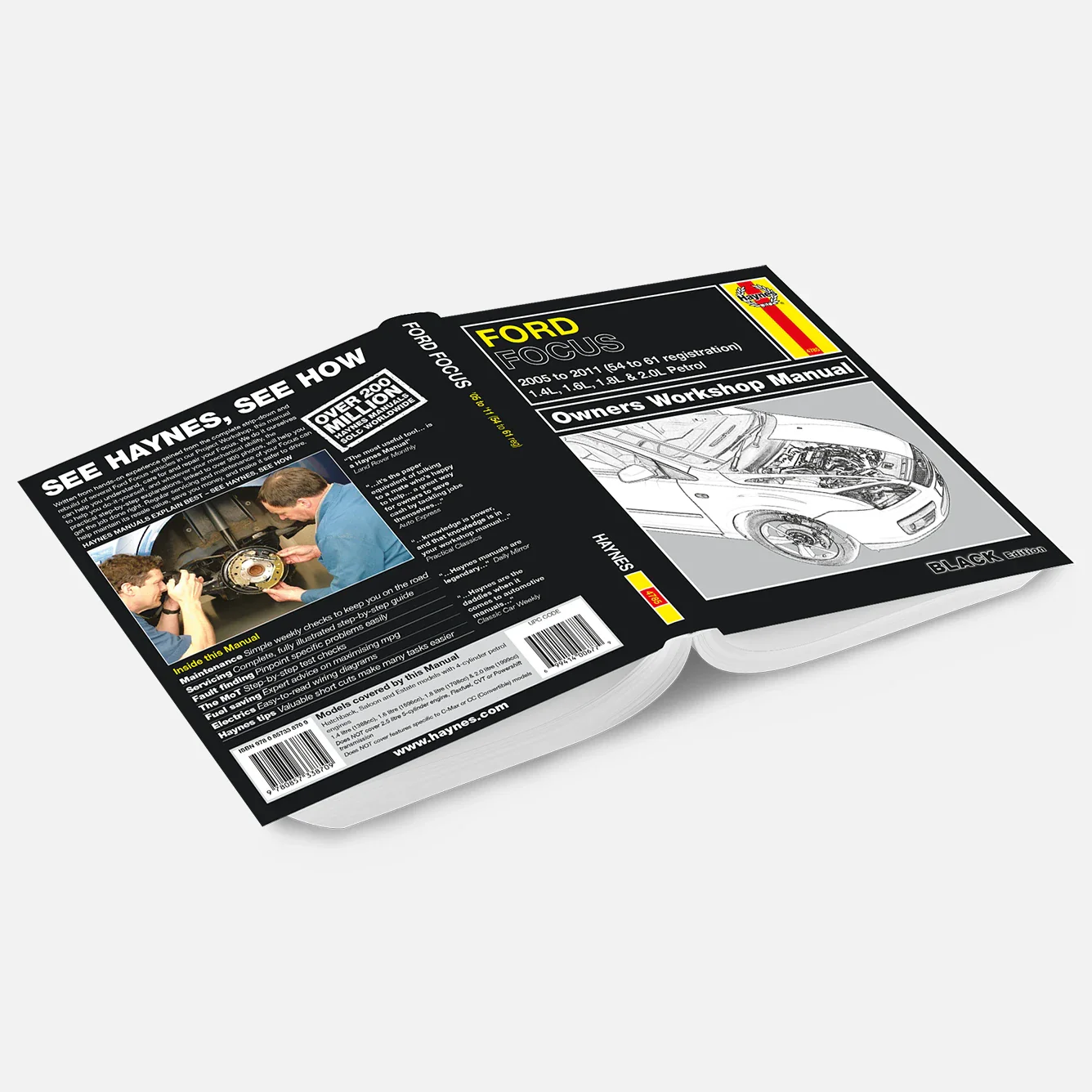 Ford Focus Petrol (2005-2011) 54 to 61 Haynes Repair Manual - Premium Hardback Black Edition - Image 2