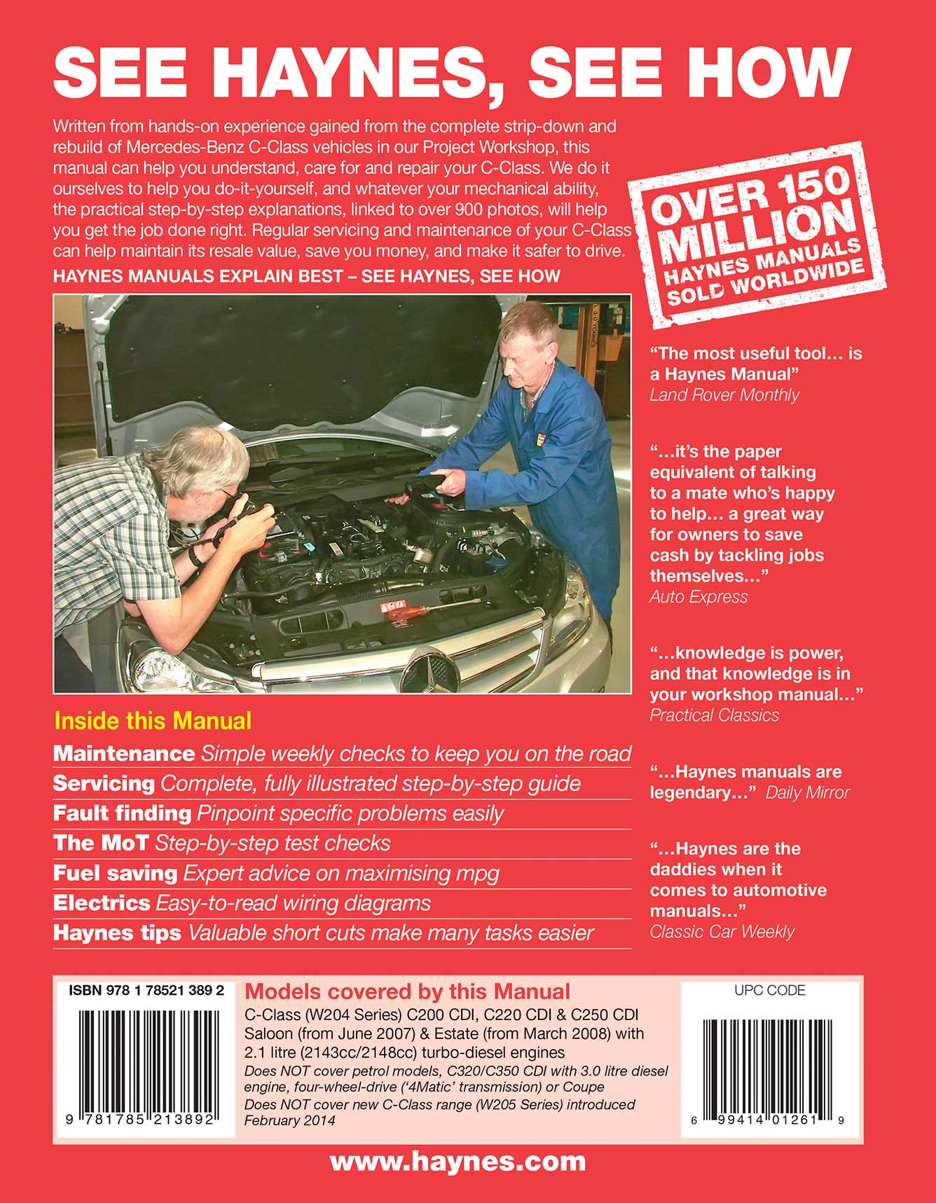 Mercedes-Benz C-Class Diesel (Jun 2007-Feb 2014) 07 to 63 Haynes Repair Manual - Image 3