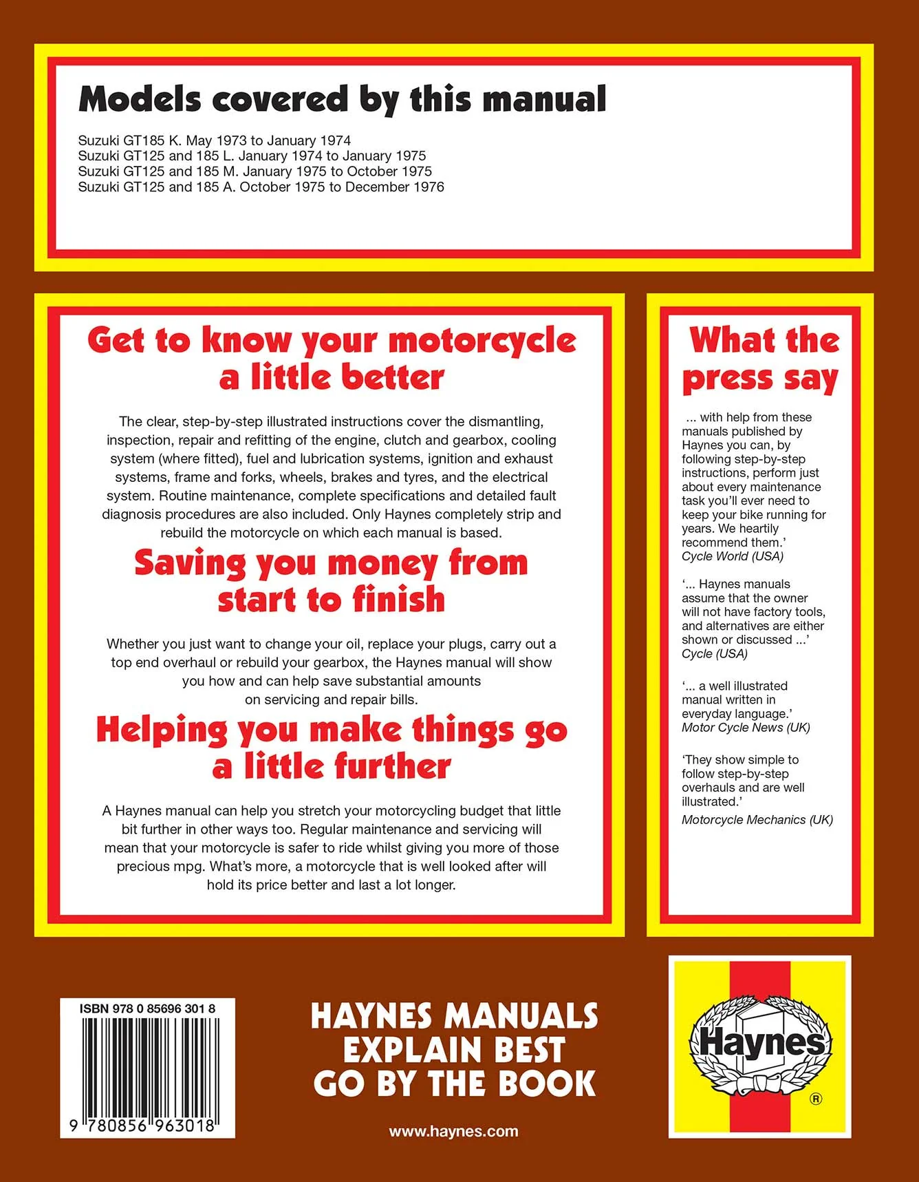 Suzuki GT125 & 185 Twins (1973-1977) Haynes Repair Manual - Image 2