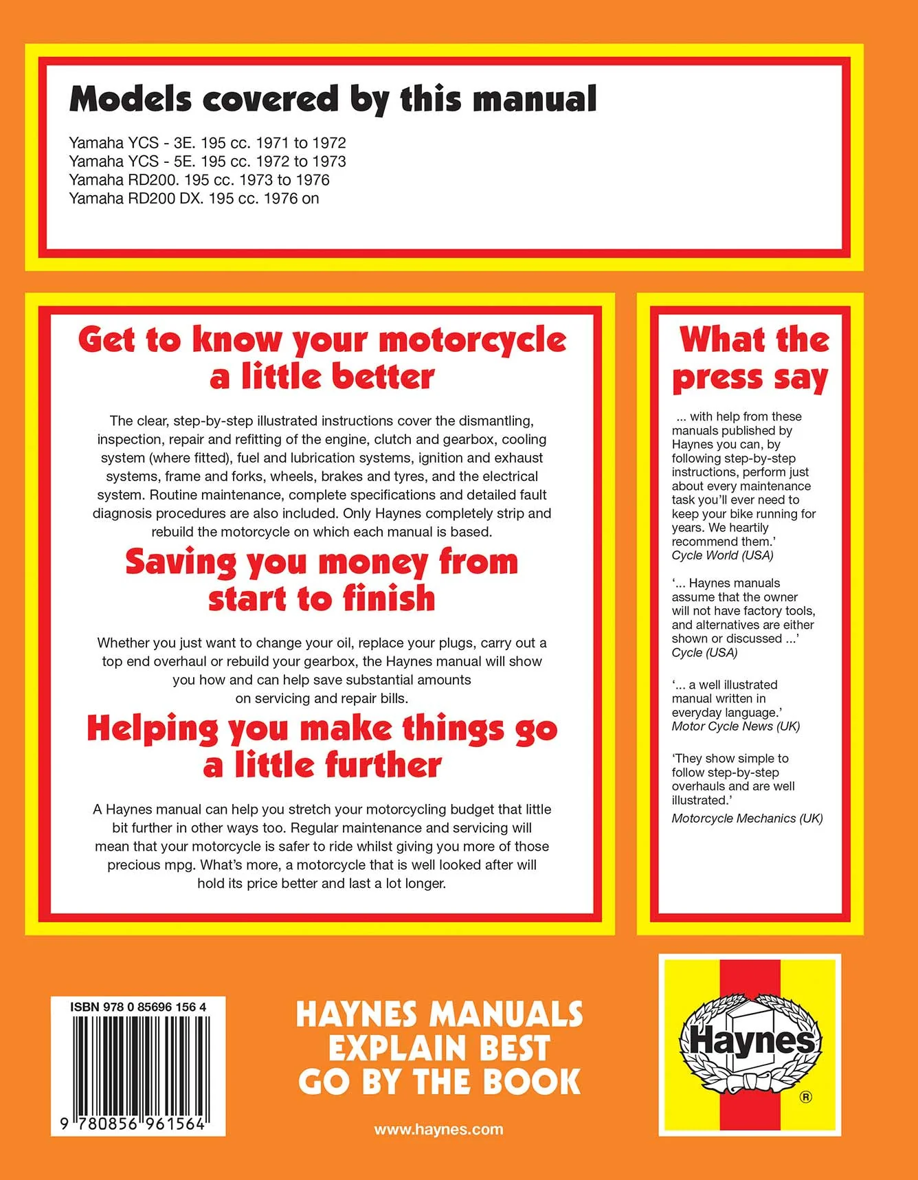 Yamaha 200 Twins 1971-1976 Haynes Repair Manual - Image 2