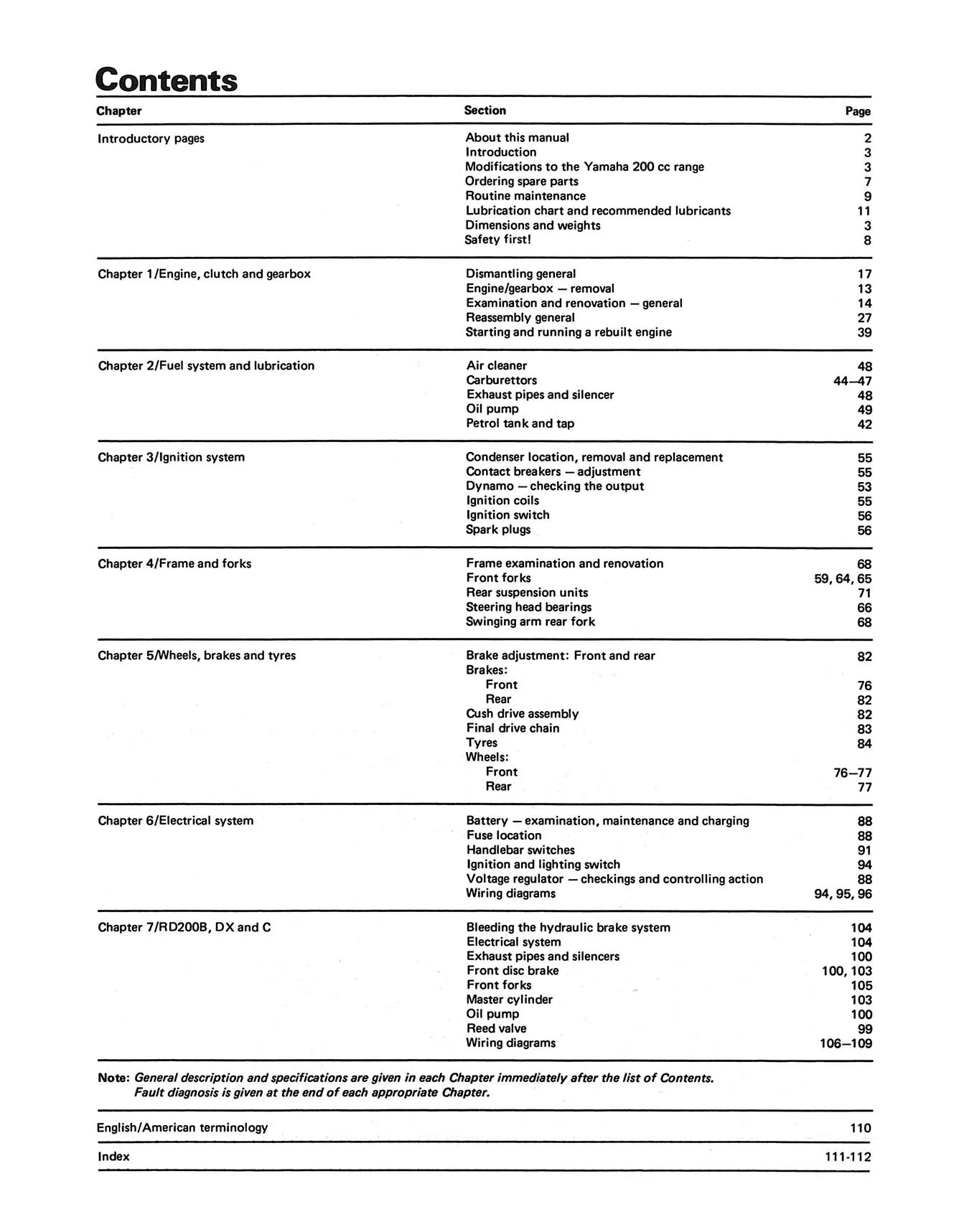 Yamaha 200 Twins 1971-1976 Haynes Repair Manual - Image 3